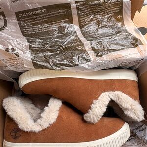 Timberland Brown Suede Fur-Lined Slip-Ons
